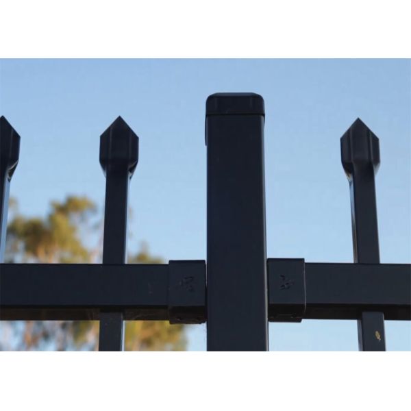 Black powder coated security backyard metal steel picket fence