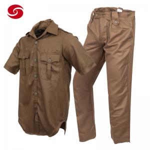 China Summer Brown Short Sleeve Military Police Uniform Police Officer Bush Shirt wholesale
