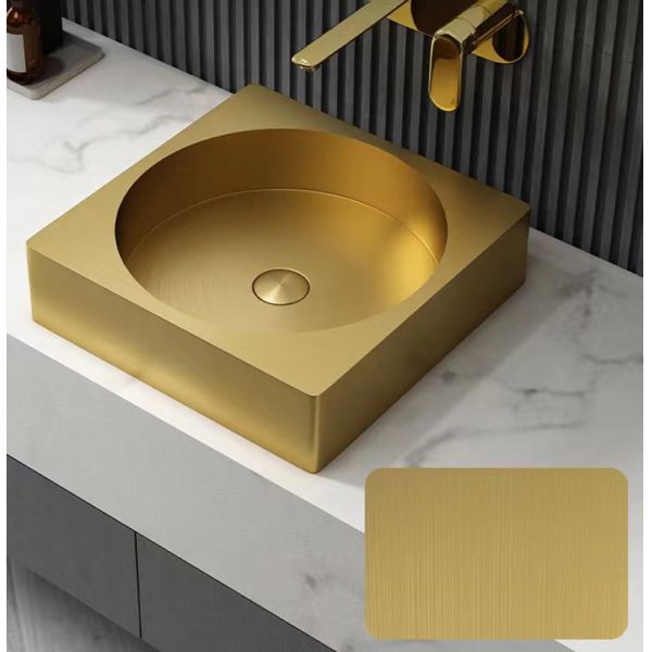16x16" Gold Square Stainless Steel Vessel Sinks With PVD Nano Tech Coating