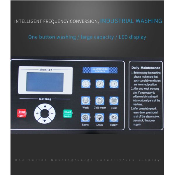 2025 Hot Sale Durable Fully Automatic 20kg Washer Extractor PLC Controller Real-time Monitoring High Efficiency Washing Machine