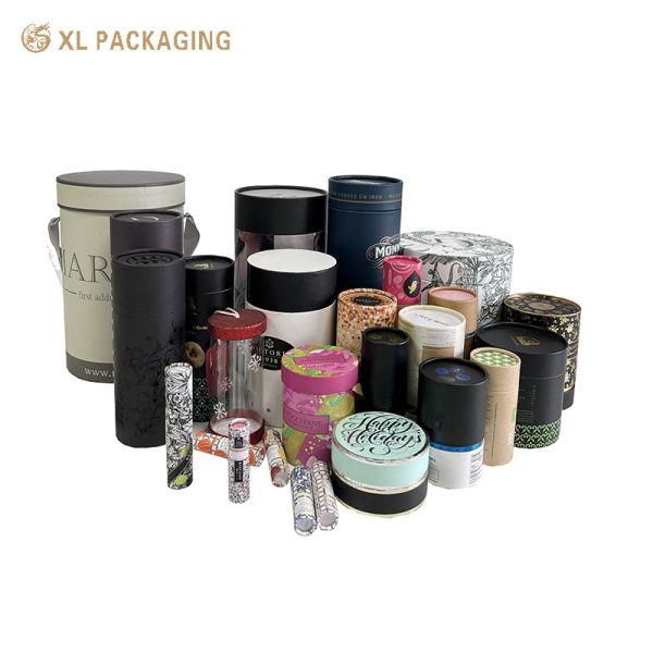 XL Packaging Custom Packaging Factory Custom Printed Pulp Paper Tube Round Kraft Packaging Box For Tea Coffee Candy Chocolate