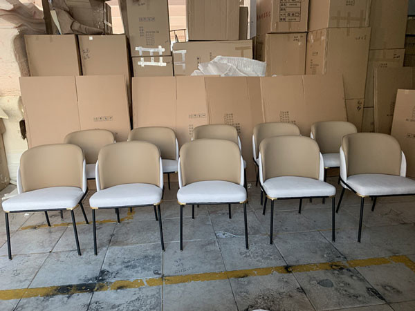 Upholstered Metal Frame Dining Chairs Iron Legs Italian Design 530x590x830mm