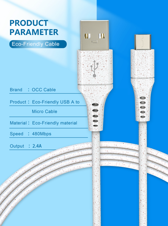 Wheat Straw PD USB Data Cable Android Micro 2.4A Fast Charging Cable