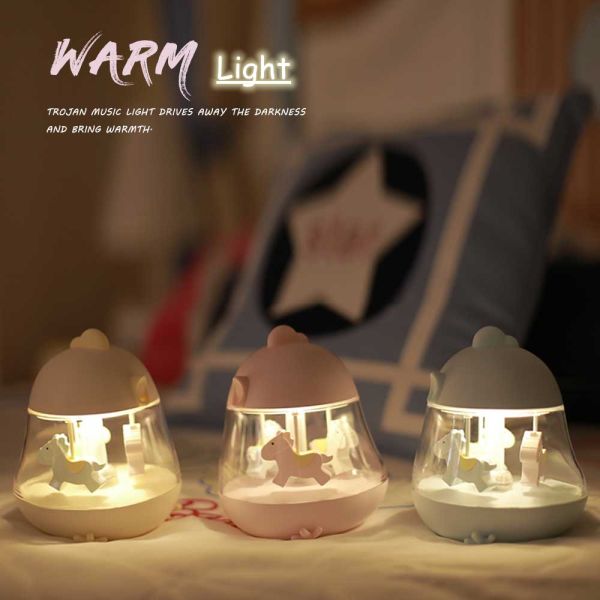 New Carousel Music Night light colorful atmosphere table lamp USB Rechargeable Night Light Bedside Night Light For Child