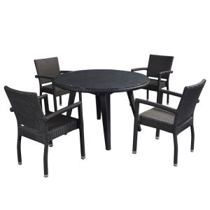 China Black 1.2mm Thickness Aluminum Tube Outdoor Table Chairs on sale
