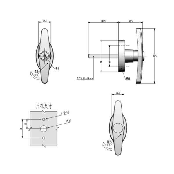 Meigu MS333-B Garage Door T Locking Handle Cabinet Door T Handle Lock Gate Lock Shed Door T-Handle Locking