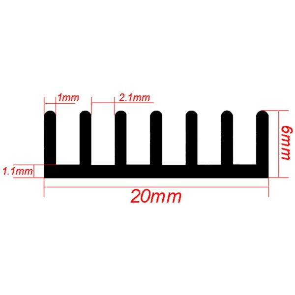 1.1mm Thick Heat Sink Aluminum Profiles Rectangular Chip Fins For Pc Computer