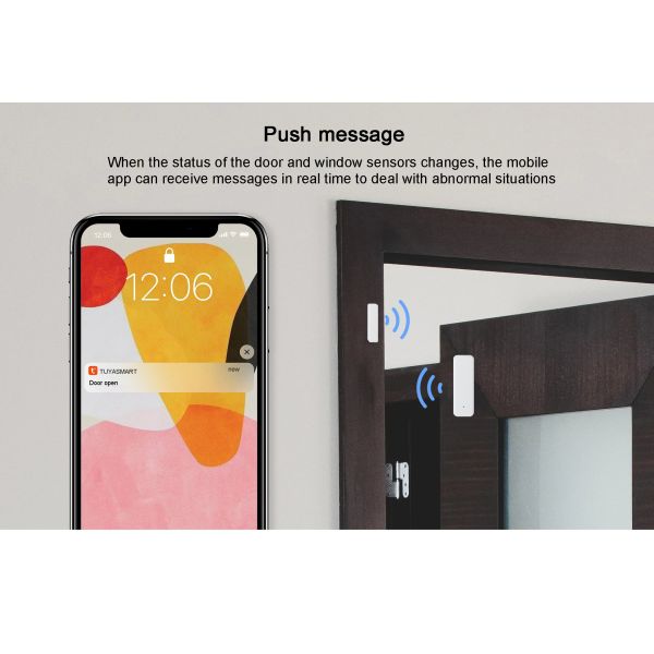 Tuya Smart Door Magnetic Sensor Wifi Automatic Door Sensor For House Safety