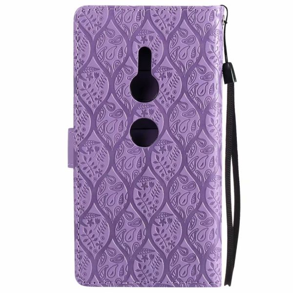 Sony XZ2 Leather Protective Case with Flower Embossed Pattern