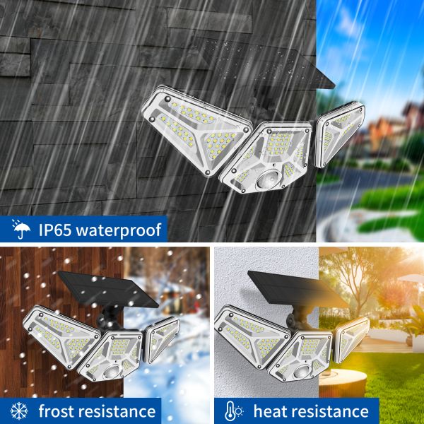 Solar light|LED waterproof three-head multi-angle lighting|1.5w monocrystalline silicon solar panel|2200mah battery|plr