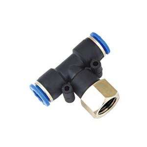 China PTF Branch Tee Type Female Connector Black Colour Pneumatic Tube Fittings wholesale