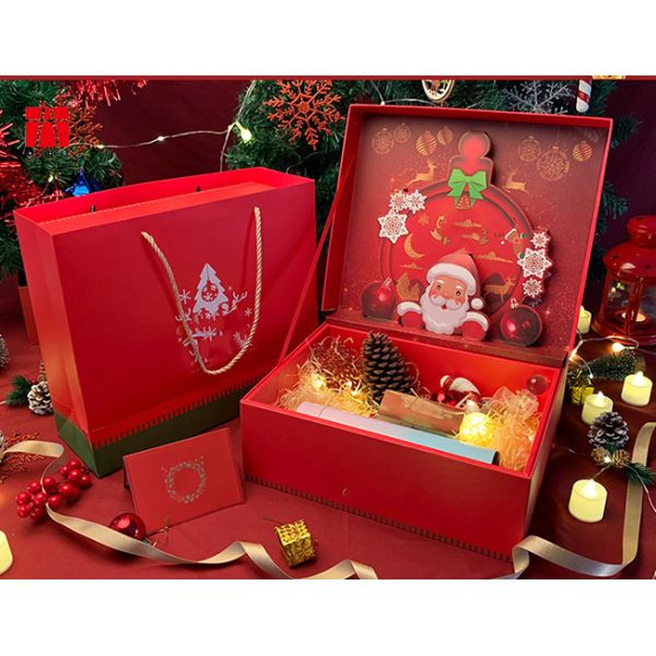 Custom Printed Christmas Packaging Fancy Cardboard Gift Boxes With Inserts