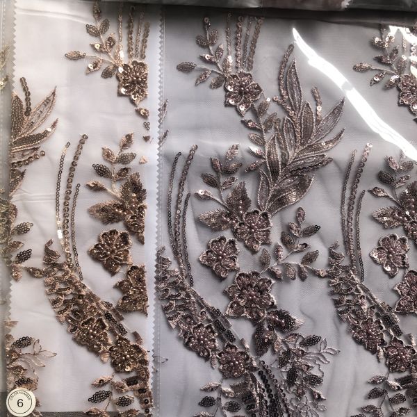 Easily Customizable Luxury 3D Flowers Beaded Embroidery Lace Fabric for Women's Clothing Dance Dresses
