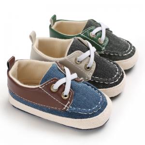 China New fashion Canvas shoes Anti-slip prewalker infant crib boy baby shoes wholesale