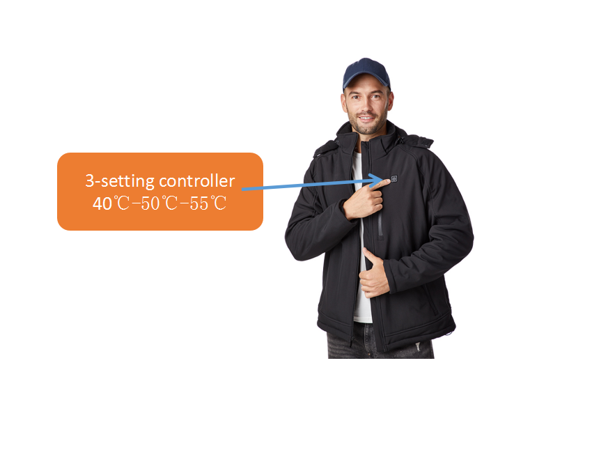 Washable Electric Winter Coats For Men Windproof Polyester Cotton