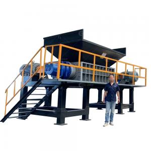 China 15kW Fully Automatic Waste Tire Shredder with Tire Steel Wire Extractor and Separator wholesale