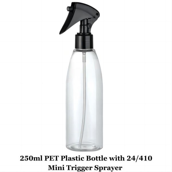 Design Plastic Bullet Shape 120ml 250ml PET Bottles with Trigger Sprayers and Lotion Pumps