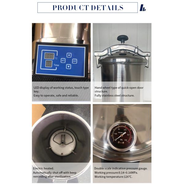 Lanphan Mini Portable Autoclave Small Retort Sterilizer Machine 2kw