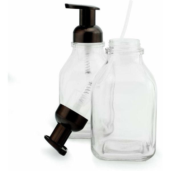 Transparent Glass Empty Foam Pump Bottles Durable Smooth Surface