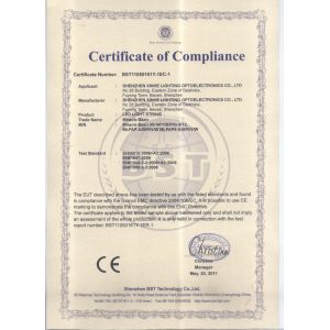 Shenzhen Xinhe Lighting Optoelectronics Co., Ltd. Certifications