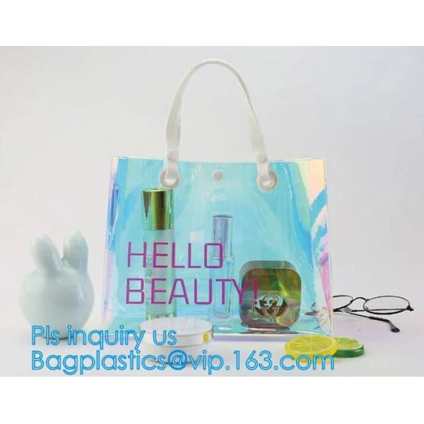 Summer Beach Bag Clear PVC Shoulder Bag new style, Fashion transparent jelly iridescent manufacturer clear shoulder purs