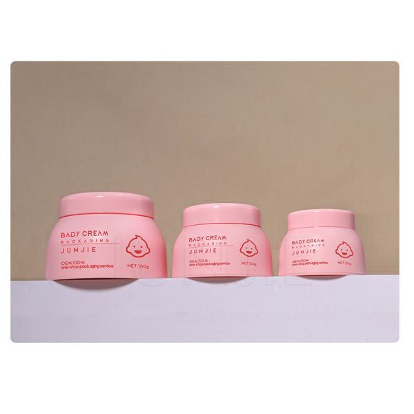 Ecofriendly Baby Cream Jar Cosmetic Pink Face Eye Plastic Jar 30ml 50ml 100ml Screw Cap Cosmetic Jars