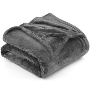 Soft Microfiber Grey Fleece Blanket 300GSM King Size 90x102 Inches by Utopia Bedding