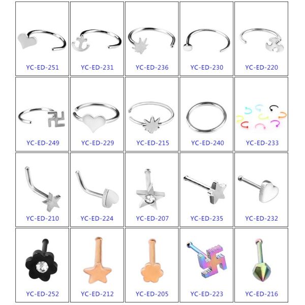 Korean style newest fashion body piercing jewelry stainless steel jewelry nose ring