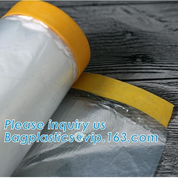 4m*5m plastic cover sheet for furniture, Taped clear HDPE plastic masking film, Plastic car paint plastic cover tape ma