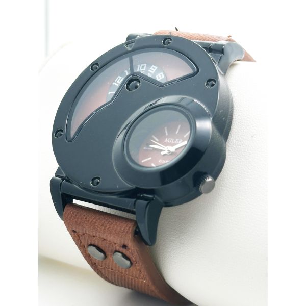 Precise Men Quartz Wrist Watch Double Movement With Denim Strap