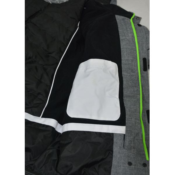 Colorful Mens Quilted Ski Jacket , Waterproof Mens Grey Ski Jacket