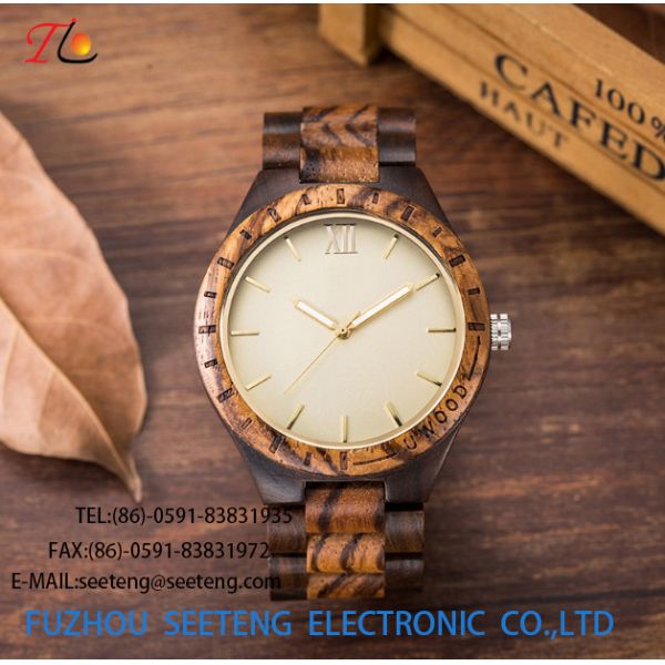 wholesale Pu watch wooden watches alloy case quartz watch fashion watch concise styleDelicate / elegant wooden strap