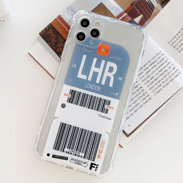 Iphone 12 Shockproof Phone Cases Boarding Pass Air Ticket City Plane slip free