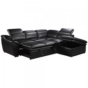 China 20993 GOITALIA CARA Modern Corner Sleep Living Room Sofacumbed Cum Real Black Leather Sofa Bed on sale