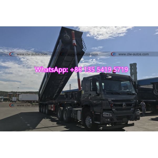 Front Axle Liftable 50t 60t Tipper Trailer With Air Bag Suspension