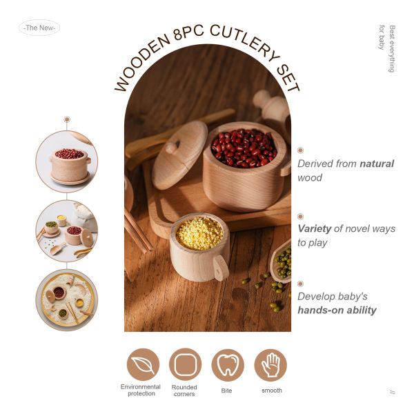 Tableware 8.9cm Wooden Miniature Kitchen Set Wooden Cooking Set Toy