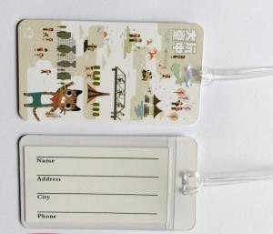 China Custom Full Color Print White Plastic Luggage Tags Travel Name Tag With Transparent String, Cheap Factory Price wholesale