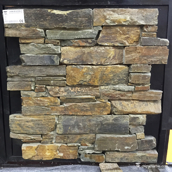Durable Natural Slate Mesh Backed Stone Cultured Wallstone Moisture Proof