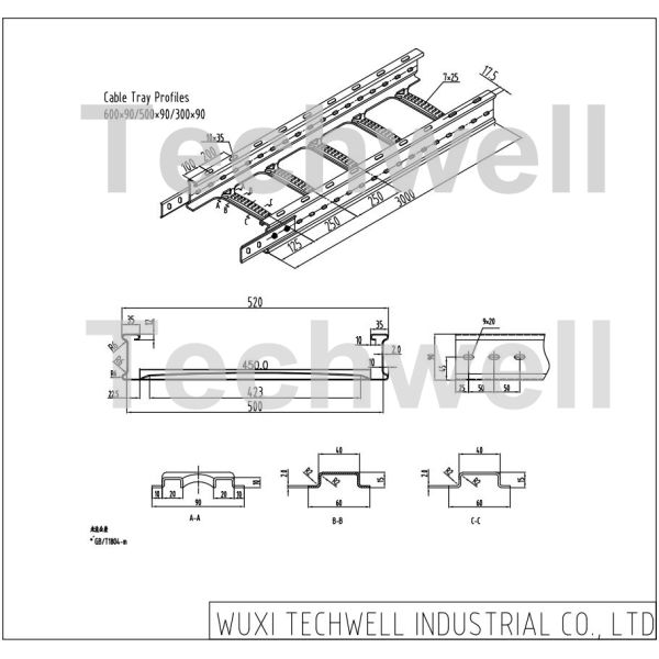 1.5-2.0mm Perforated Cable Tray Roll Forming Machine for Making CT600X90 / 500X90 / 300X90 Cable Tray Profiles
