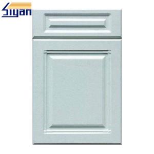 China Light Blue MDF Kitchen Cabinet Doors PVC Film Surface For Wall Hanging Cabinets on sale