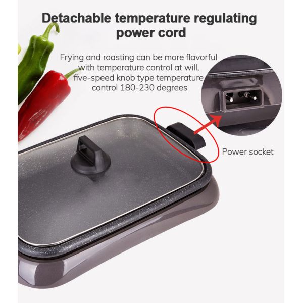1600W Electric Grills Griddles Skillets Anti Scalding Edging