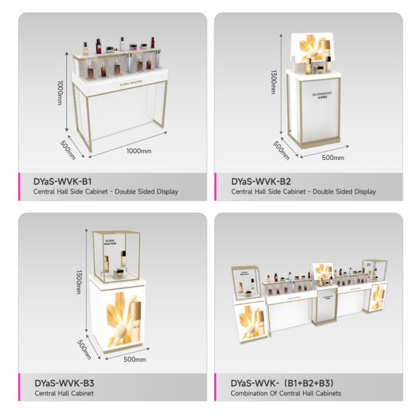 Beauty Store Rack White Wooden Skincare Cabinet With Light Box For Multi-Functional Store Furniture And Luxury Display Cabinet