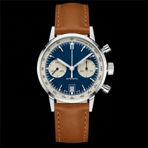 China OEM Leather Strap Wrist Watch 10ATM Gents Chronograph Leather wholesale