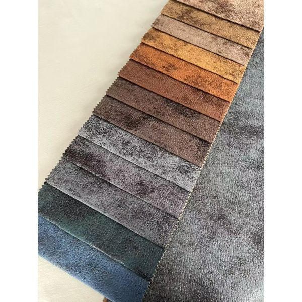 100% Polyester Leather Sofa Fabric Water Resistant Soft Leather Material