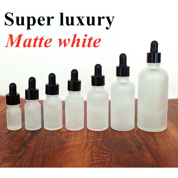 5ml 10ml 20ml 30ml50ml 1oz 2oz Eye Essential Oil Glass White Frosted Dropper Bottle with Dropper Cap