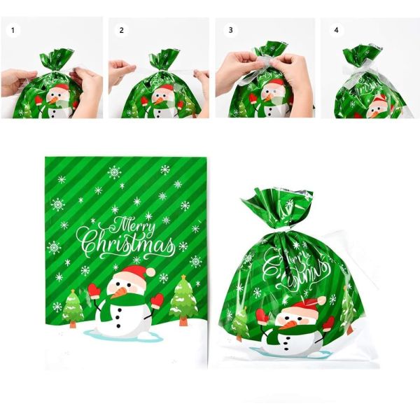 Birthday Holiday Santa Drawstring Candy Small Gift Wrapping Bags With Ribbon Tie