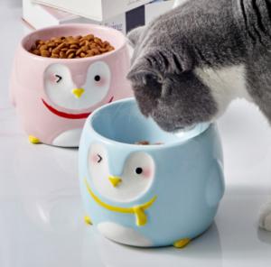 China Elevated Pet Feeder Bowls 15 Degrees Tilted Ceramic Cat Dish wholesale
