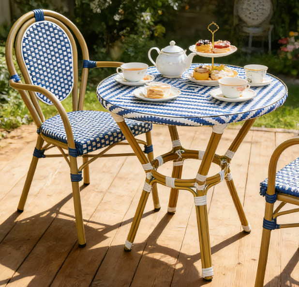 Buy cheap 4 Seater Aluminum Rattan Round Dining Table with Glass Top Foroutdoor Restaurant from wholesalers