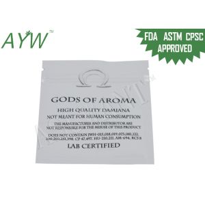 China 1 / 8oz White Smell Proof Zipper Bags Closure / Notches For Lab Certified Damiana wholesale