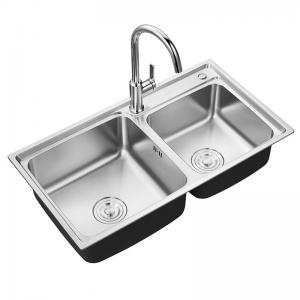 China 304 Stainless Steel Kitchen Sink , Brushed Double Bowl Undermount Kitchen Sink wholesale